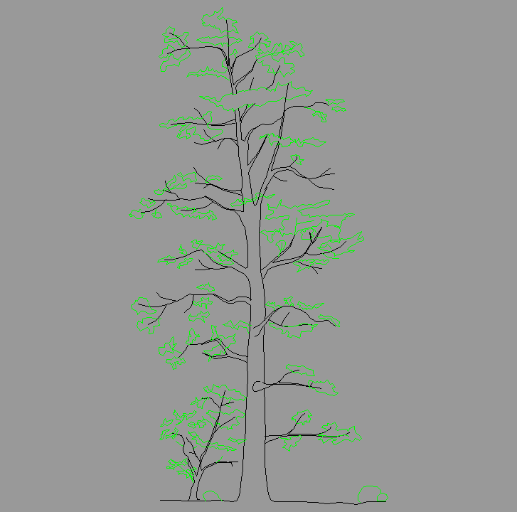 Bloque Autocad Vista de Árbol Color 09 en Alzado